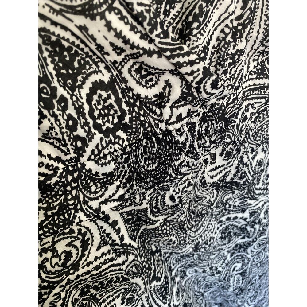 Lands End Dress Women’s Sz 2 White Black Paisley Faux Wrap Lined A Line - Picture 6 of 9